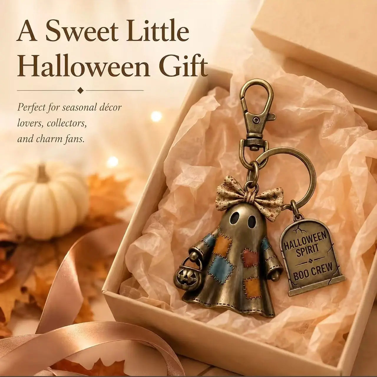 Halloween Ghost Squad Keychain, Whimsical Ghost Character, Attaches to Keys Wallets Backpacks Handbags Luggage, Perfect for Collectors Home Use