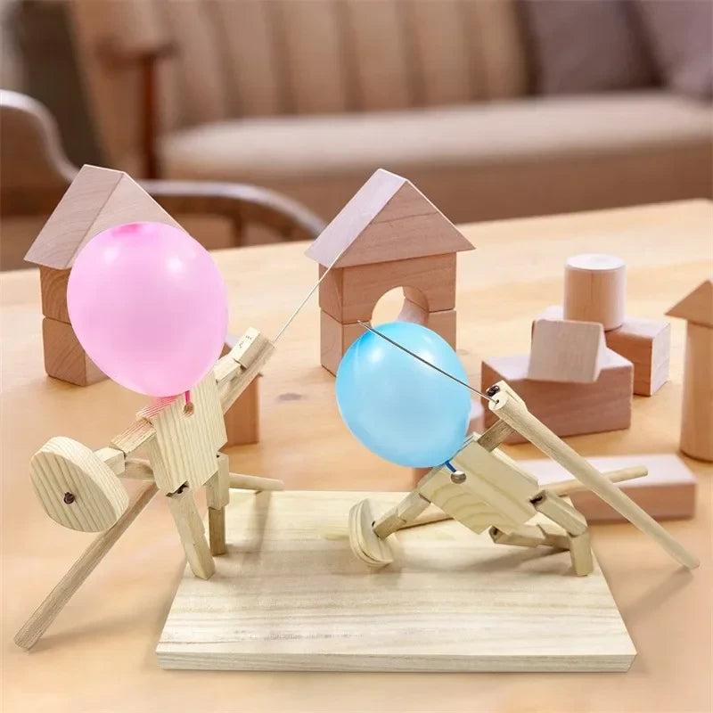 Wooden Robot Balloon Battle