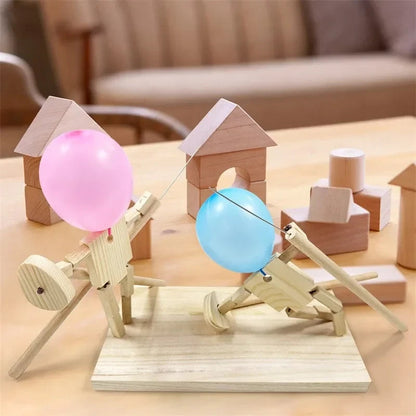 Wooden Robot Balloon Battle
