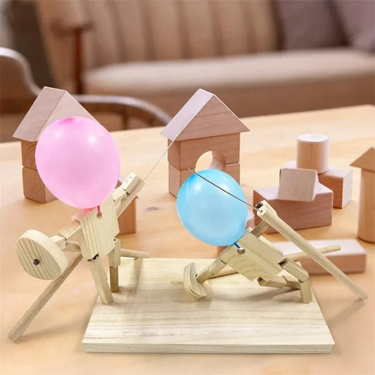 Wooden Robot Balloon Battle