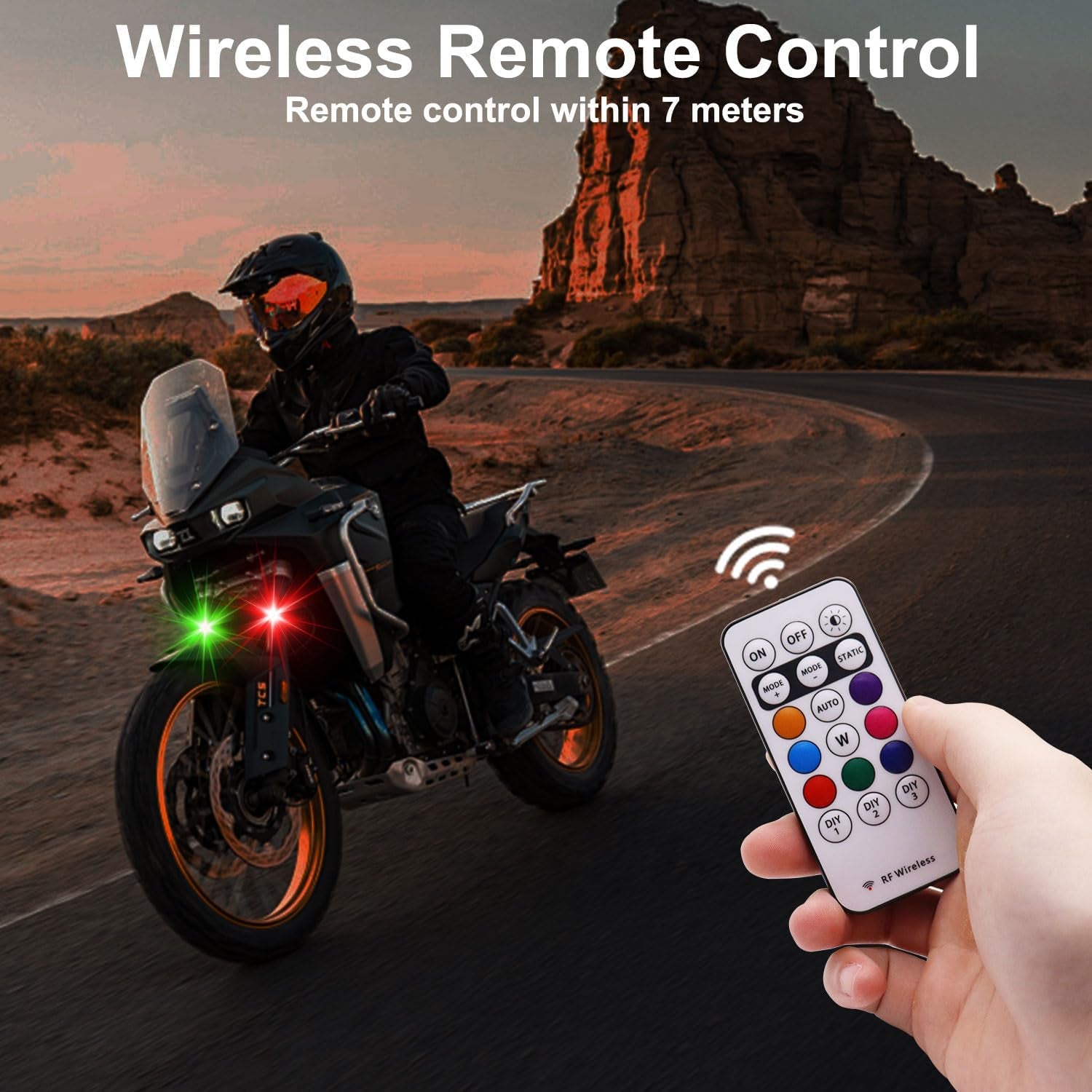 Multi-Mode RGB Bike Flash Light Wireless Remote Night Riding Safety