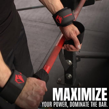 Pro D-Ring Lifting Straps with Non-Slip Grip & Cushioned Wrist Support for Heavy Pulls