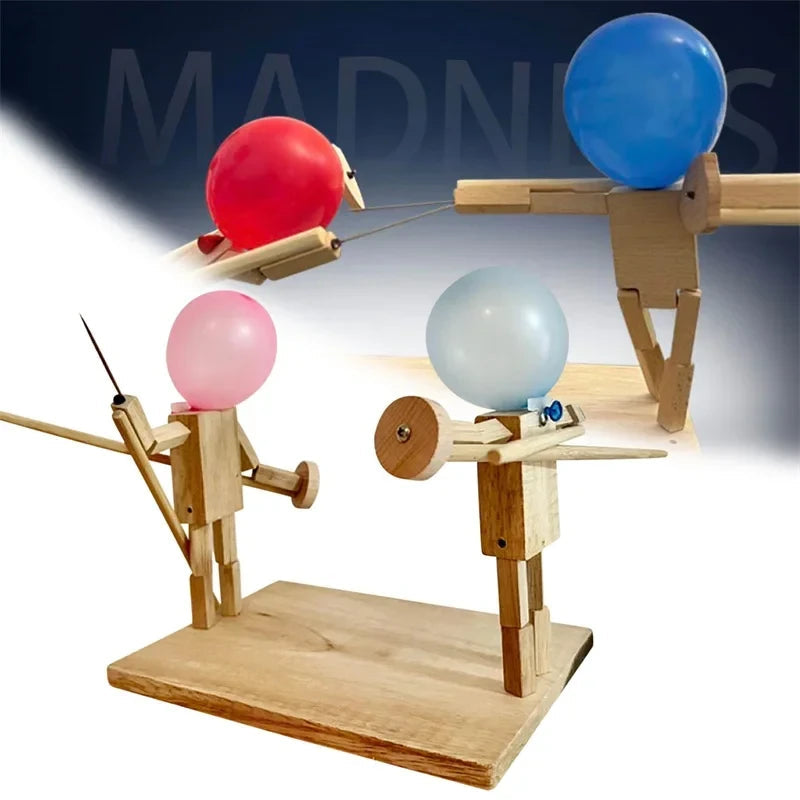 Wooden Robot Balloon Battle
