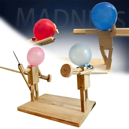 Wooden Robot Balloon Battle