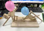 Wooden Robot Balloon Battle