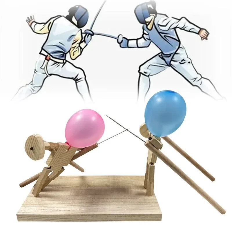 Wooden Robot Balloon Battle