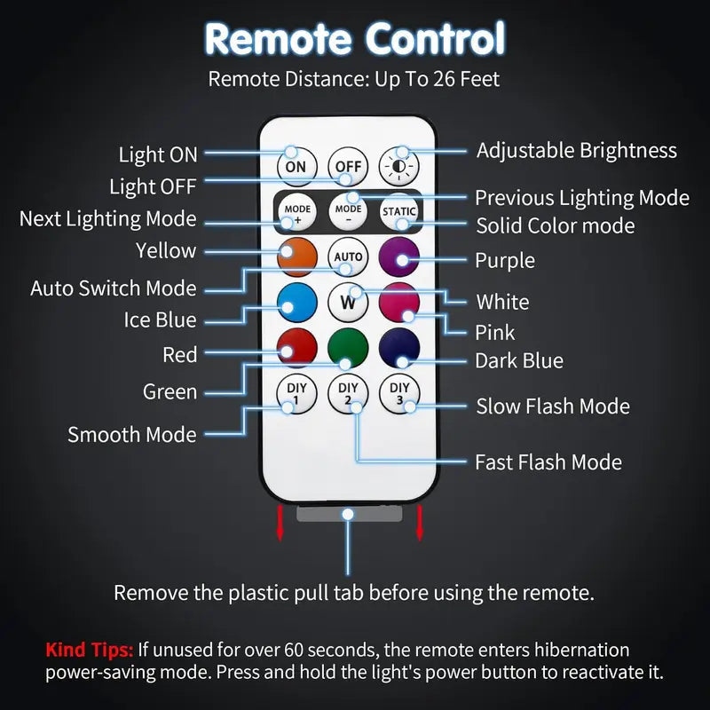 Multi-Mode RGB Bike Flash Light Wireless Remote Night Riding Safety