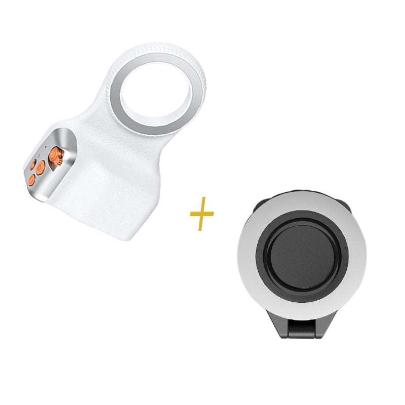 Magnetic Camera Stabilizer Grip + Magnetic Fill Light Bundle, Anti-Shake Handheld Photography Handle with Wireless Remote Zoom Control, 180° Rotatable 3 Colors LED Pocket Selfie Ring Light for Phone Shooting Vlog Live Makeup