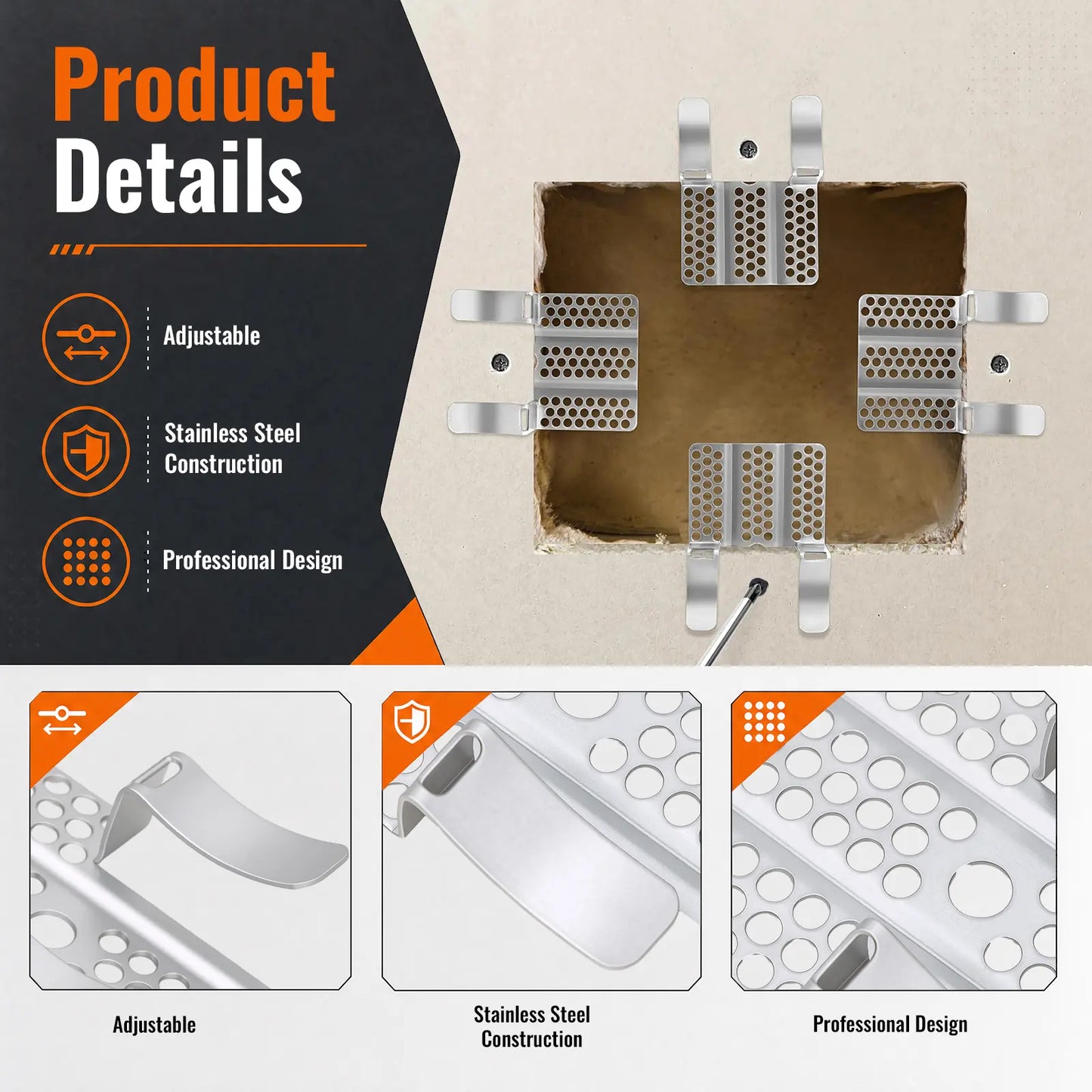 Easy-to-Install 1/2-Inch Drywall Clips,Drywall Repair Tools, Professional Wall Hole Repair Kit and Drywall, Sturdy Metal-Backed Clips with Screws for Home
