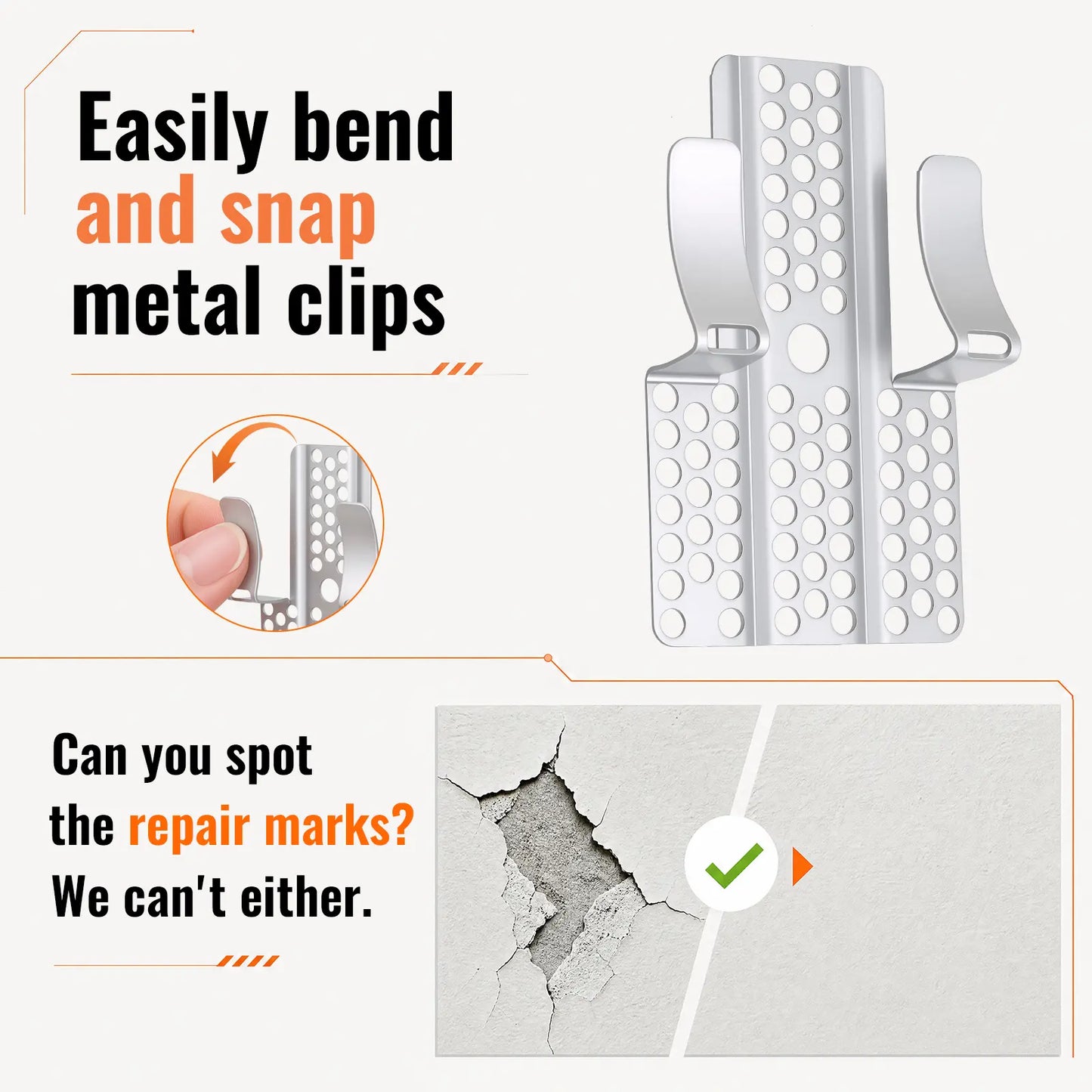Easy-to-Install 1/2-Inch Drywall Clips,Drywall Repair Tools, Professional Wall Hole Repair Kit and Drywall, Sturdy Metal-Backed Clips with Screws for Home