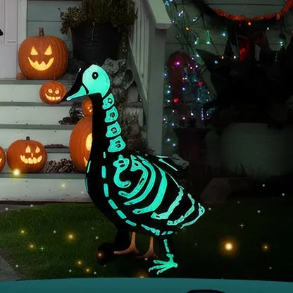 Halloween Porch Goose Outfits Glow in the Dark Skeleton Pumpkin Costume Clothes Accessories for 23'' Plastic/ Cement Goose Statue, Halloween Outdoor Patio Yard Lawn Decoration