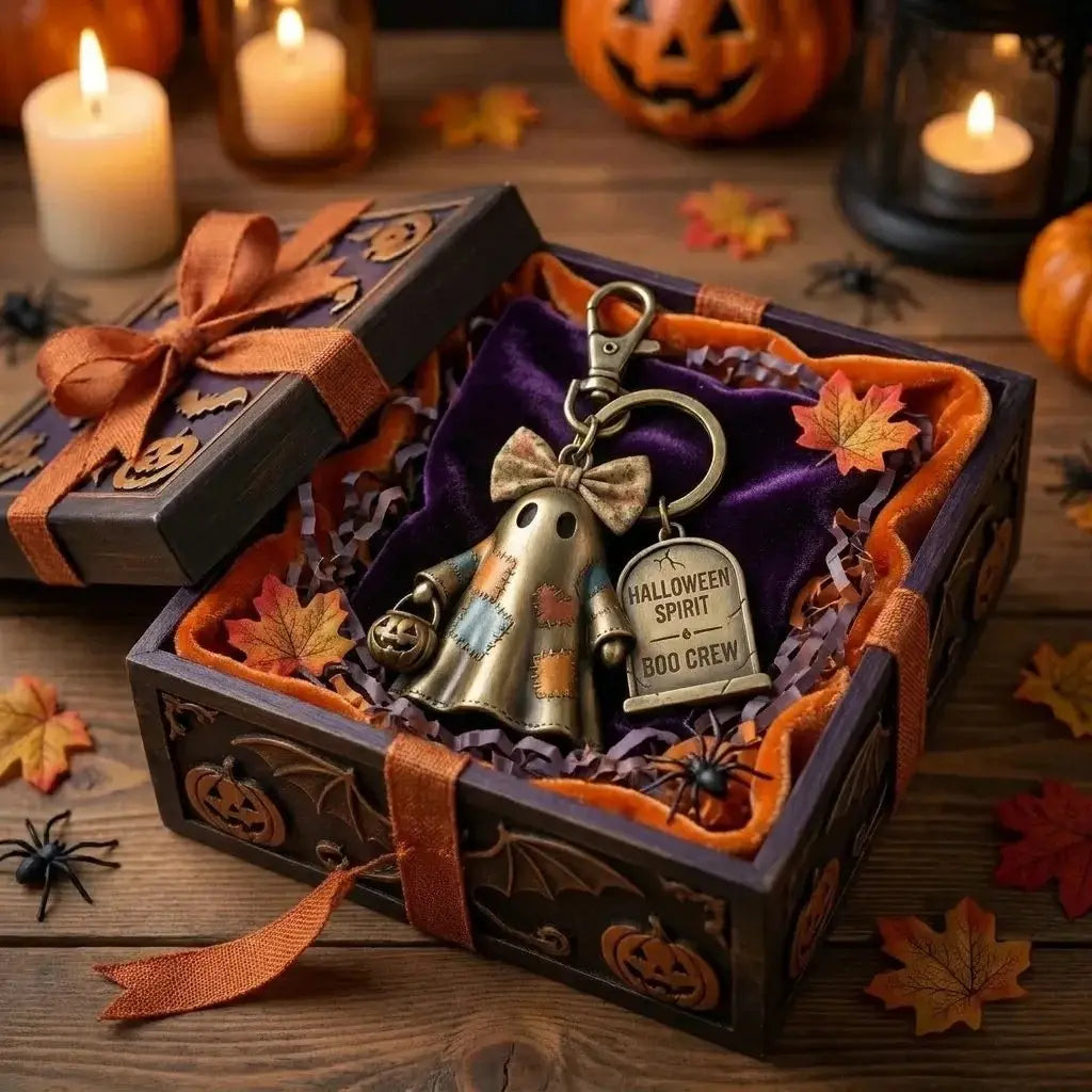 Halloween Ghost Squad Keychain, Whimsical Ghost Character, Attaches to Keys Wallets Backpacks Handbags Luggage, Perfect for Collectors Home Use
