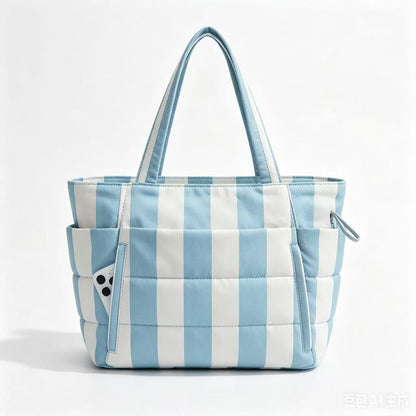 Bagstellar Cloud Puffer Tote Bag for Women, Lightweight Quilted Zipper Shoulder Handbag, Large Capacity Work Bag for Teacher Nurse School Gym Travel