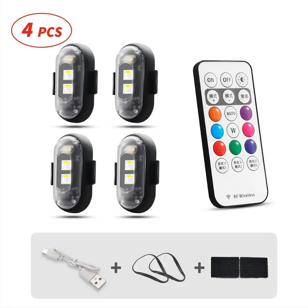 Multi-Mode RGB Bike Flash Light Wireless Remote Night Riding Safety