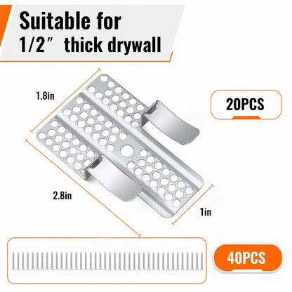 Easy-to-Install 1/2-Inch Drywall Clips,Drywall Repair Tools, Professional Wall Hole Repair Kit and Drywall, Sturdy Metal-Backed Clips with Screws for Home