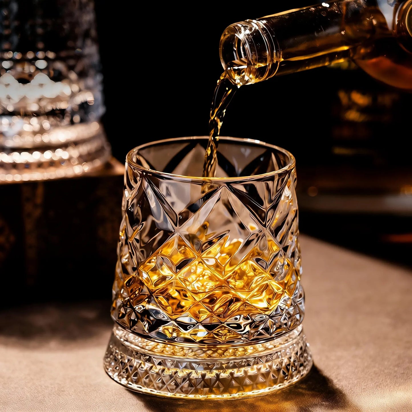 Luxury 360° Spinning Crystal Glass – Star-Cut Stress Relief Whiskey & Wine Glass, Elegant European Barware Gift，Rotating Glass Cup Spinning Glass Cup