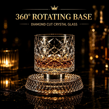 Luxury 360° Spinning Crystal Glass – Star-Cut Stress Relief Whiskey & Wine Glass, Elegant European Barware Gift，Rotating Glass Cup Spinning Glass Cup