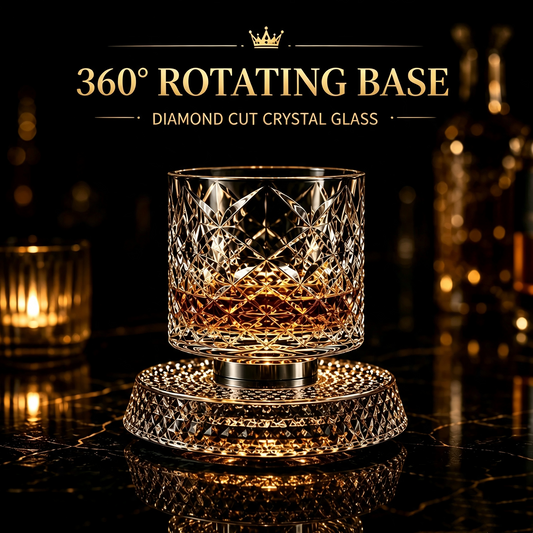 Luxury 360° Spinning Crystal Glass – Star-Cut Stress Relief Whiskey & Wine Glass, Elegant European Barware Gift，Rotating Glass Cup Spinning Glass Cup