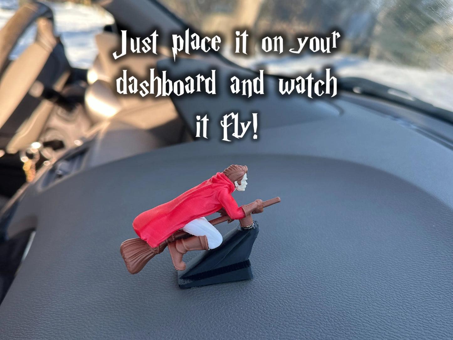 Witch and Wizard Broomstick Dashboard Drift Ornaments - Fantasy Car Decoration