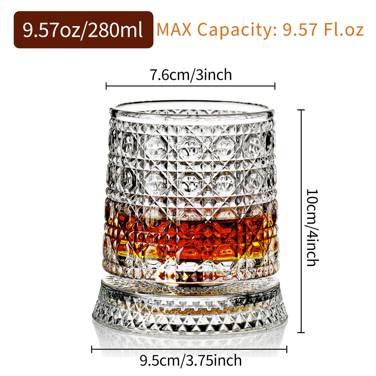 Luxury 360° Spinning Crystal Glass – Star-Cut Stress Relief Whiskey & Wine Glass, Elegant European Barware Gift，Rotating Glass Cup Spinning Glass Cup